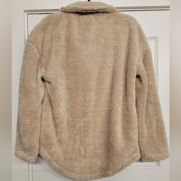Streetwear Society Brown Plush Oversized Soft Teddy Jacket with Pockets & Button - Picture 4 of 8